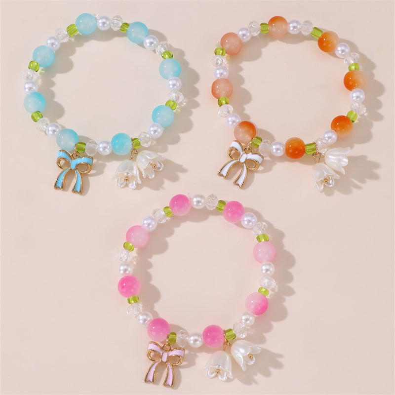 Braccialetto Mughetto Dolce per Bambine, Braccialetto in Resina Minimalista Stile Fresco con Design a Stella, Gioielli Artigianali alla Moda per Bambine dai 6 ai 10 Anni