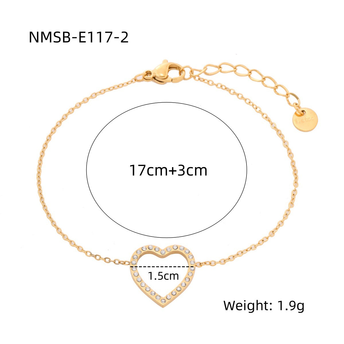 Pulsera minimalista de acero de titanio en forma de corazón para mujer con baño de oro de 18K e incrustaciones de diamantes de imitación, joyería hipoalergénica de acero inoxidable