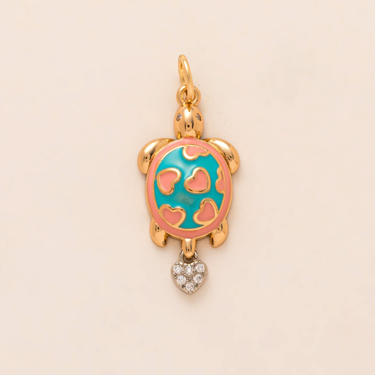 Vintage Gold Plated Brass Cartoon Clownfish Charm Bar on Ball Chain