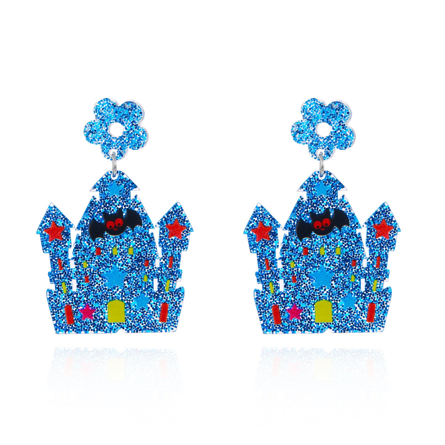 Halloween-Themed Acrylic Earrings with Cartoon Pumpkin and Ghost Design, Electroplated Fashion Jewelry for Women