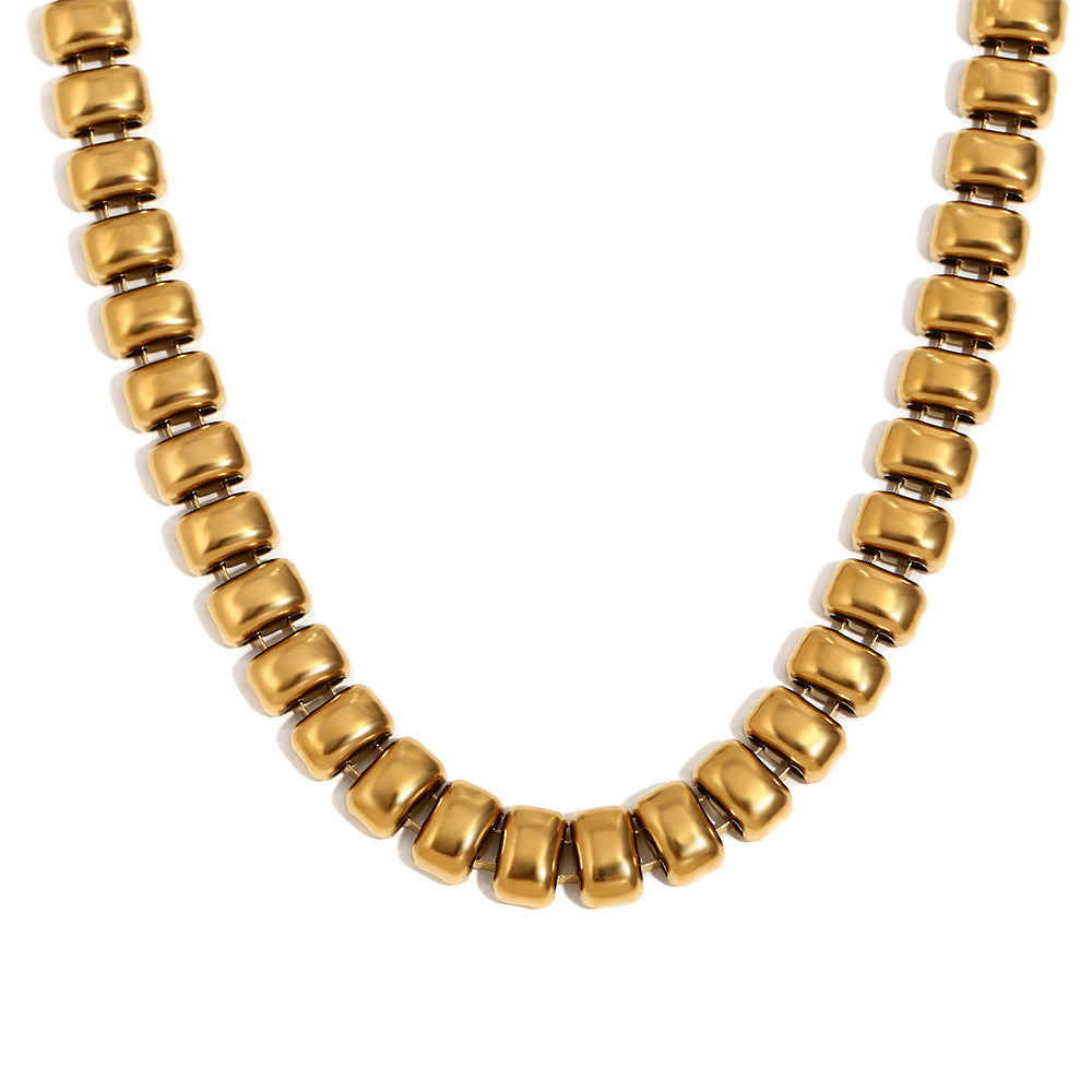 Minimalist Geometric Stainless Steel Plated 18K Gold Adjustable Beaded Bracelet for Women