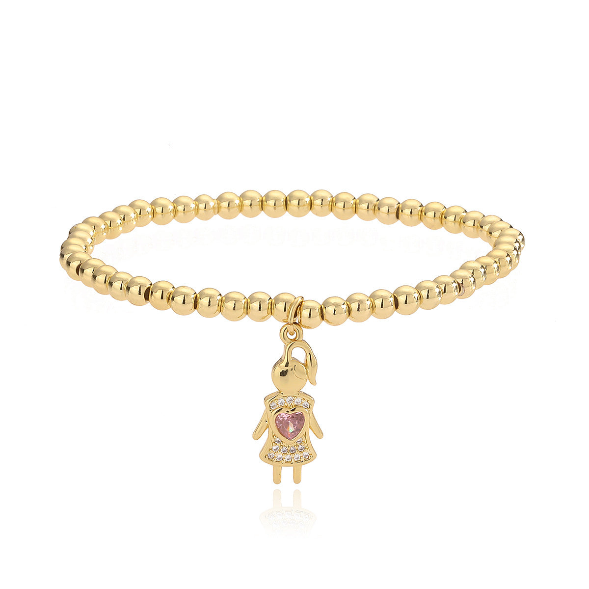 Minimalist Geometric Copper Plated Gold Zirconia Bracelet for Couples with Micro-Pave Setting