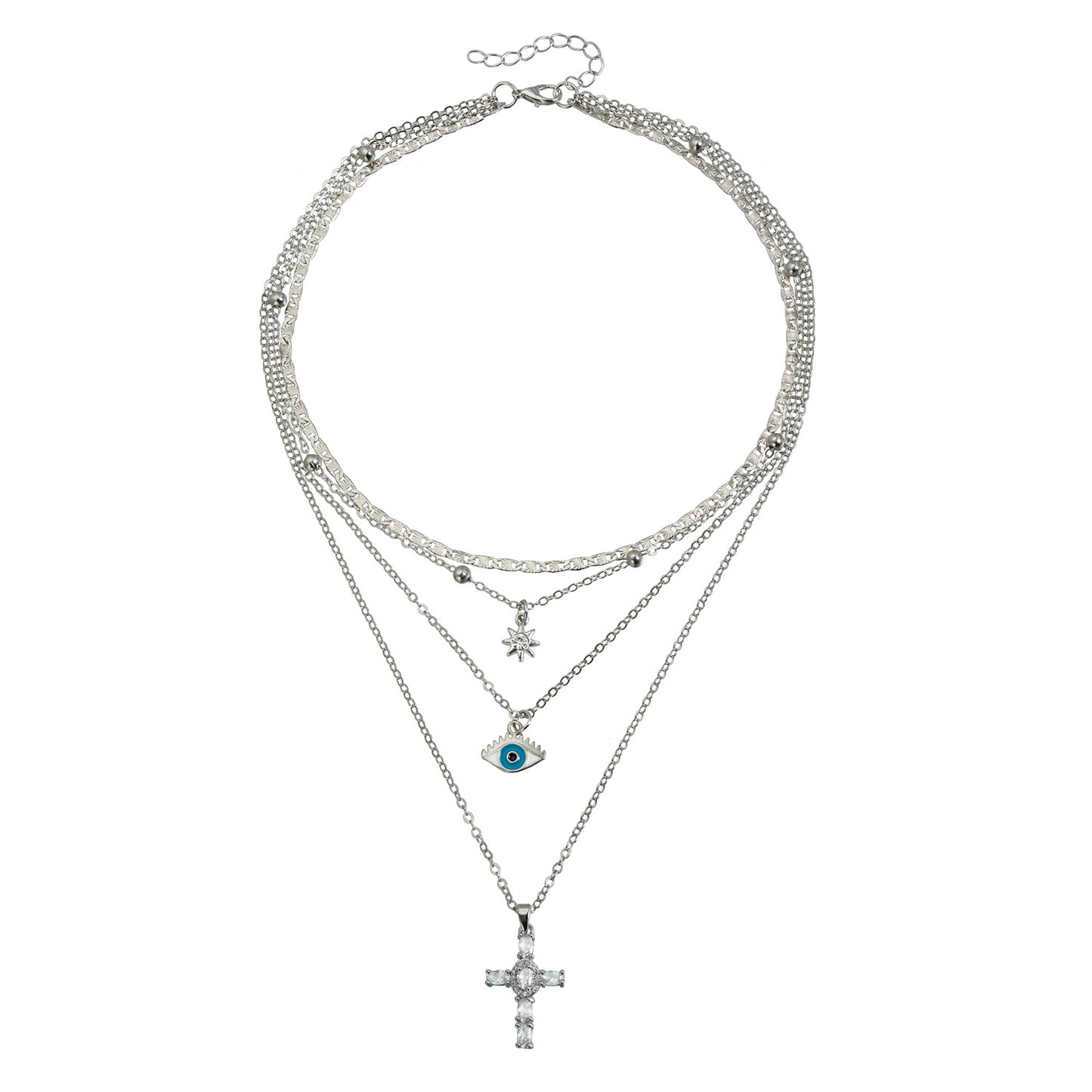 Sexy Streetwear Cross Heart Geometric Alloy Plated Choker Necklace for Women