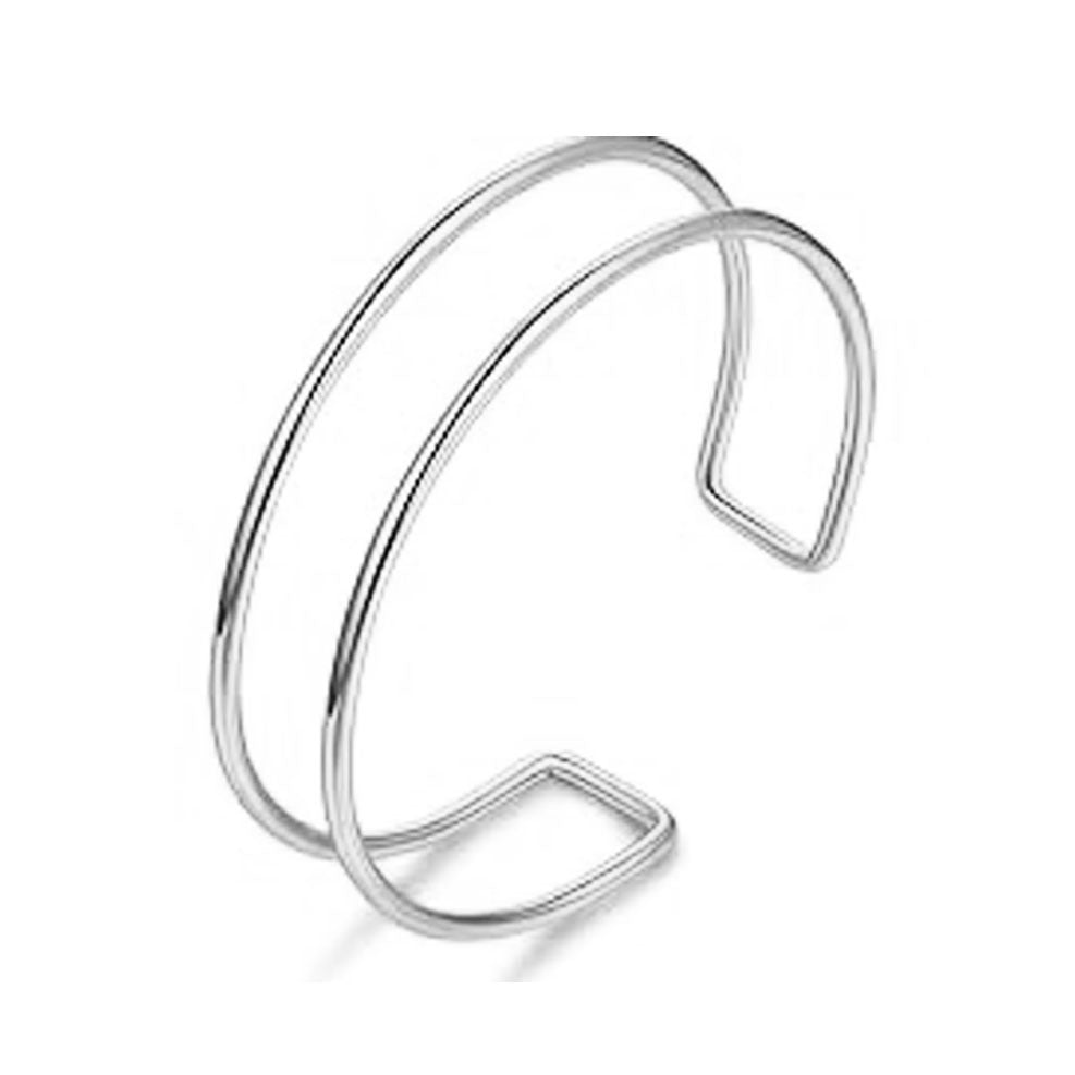 Minimalist Geometric Plated Iron Cuff Bracelet Adjustable Open Arm Ring for Women