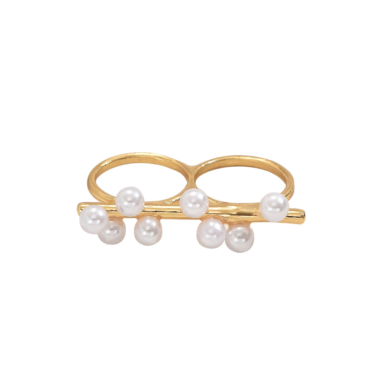 Set di anelli geometrici in lega con perle per donna, minimalista alla moda, impilabile, per l'indice
