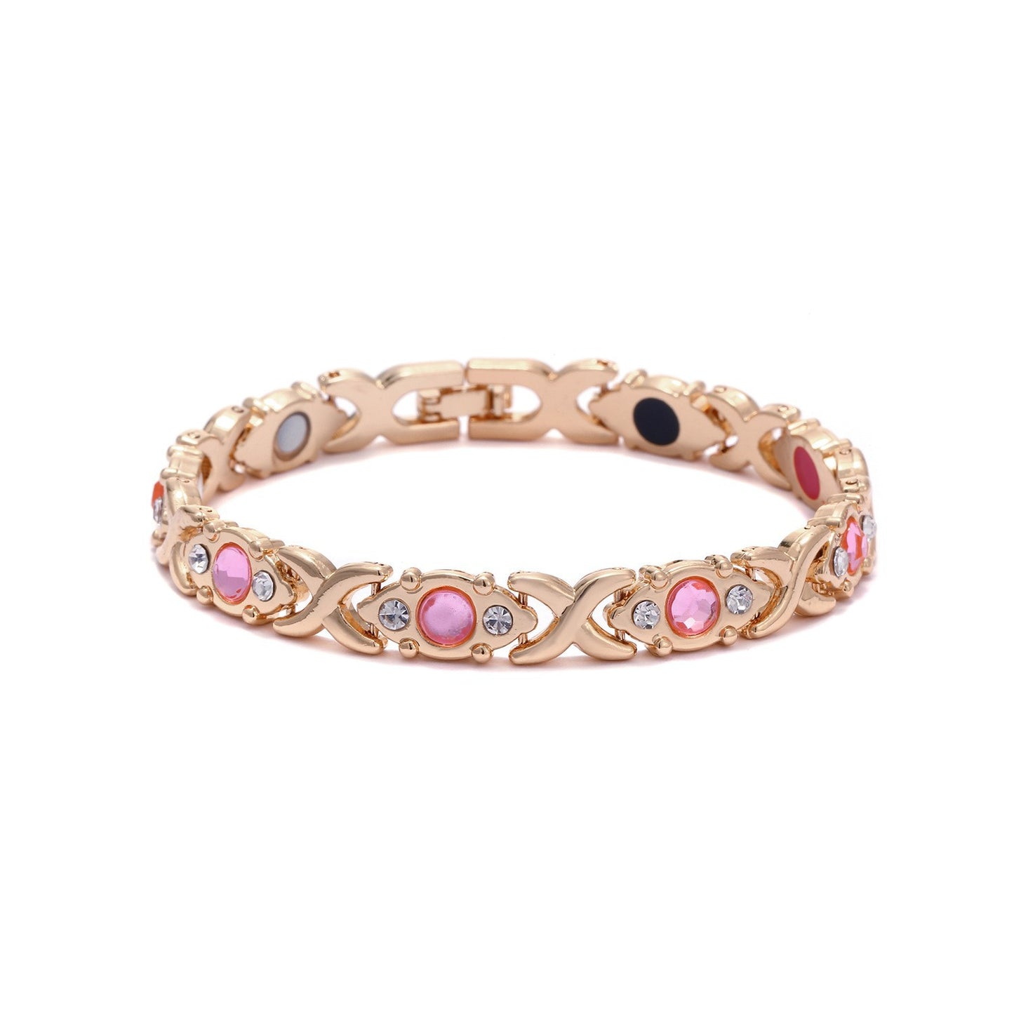 Bracciale regolabile da donna in lega placcata con strass a goccia, stile lusso minimalista