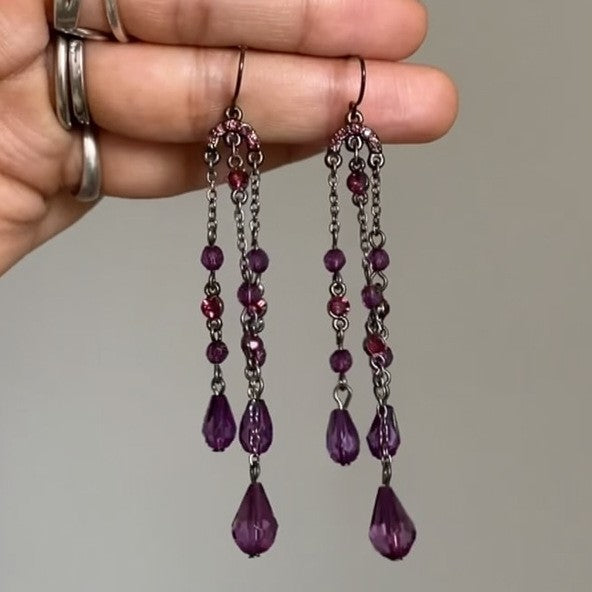 Eleganti Orecchini Pendenti Geometrici in Cristallo con Ganci in Acciaio Placcato per Donna, Gioielli di Moda Minimalisti Stile Lusso