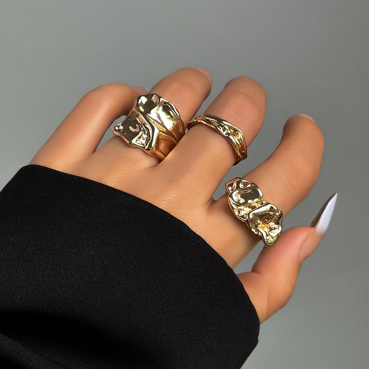 Irregular Textured Wrinkled Lava-Style Alloy Bracelet for Women with Electroplated Finish