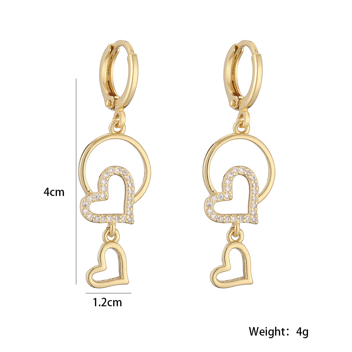 Minimalist Elegant 18K Gold Plated Brass Heart Geometric Earrings