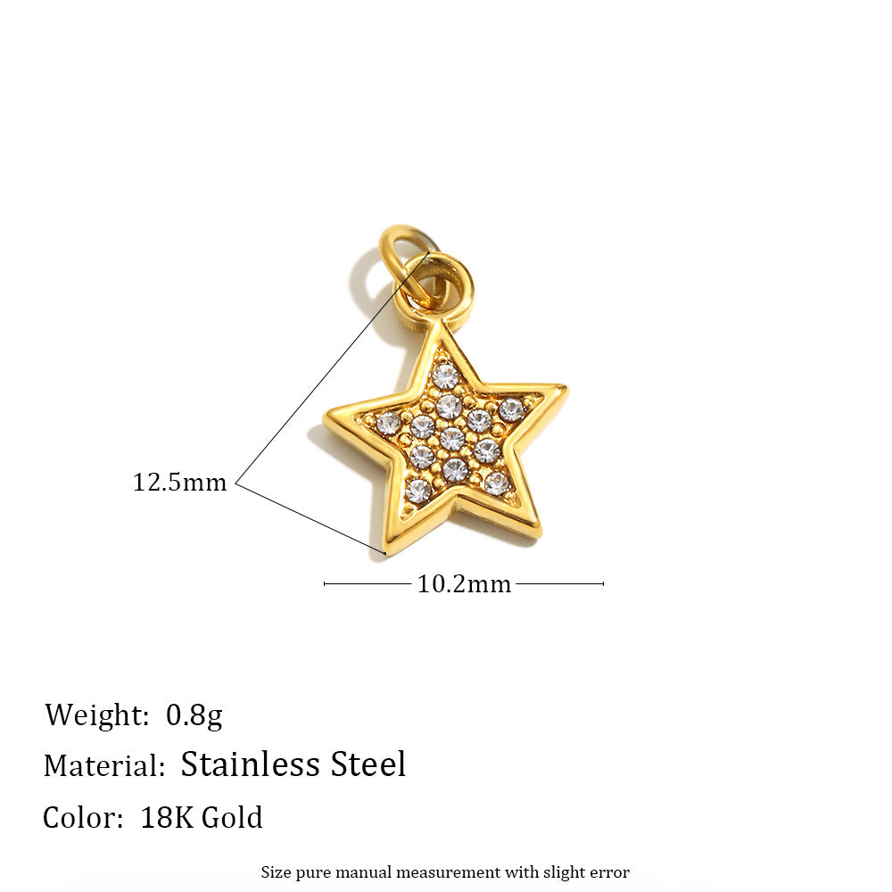 18K Gold Plated Stainless Steel Bow Star Charm Bar for Women