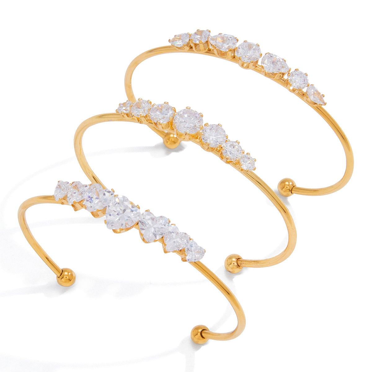 18K Gold Plated Stainless Steel Cubic Zirconia Bracelet