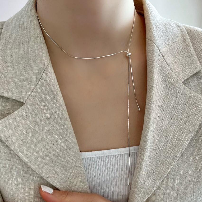 Collana Minimalista a Catena Serpentina Geometrica in Argento Sterling 925