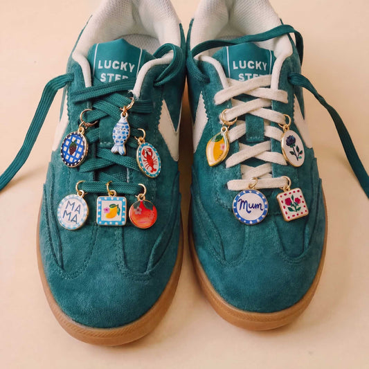 Sweet Enamel Plated Brass Floral Letter MAMA Shoe Charm