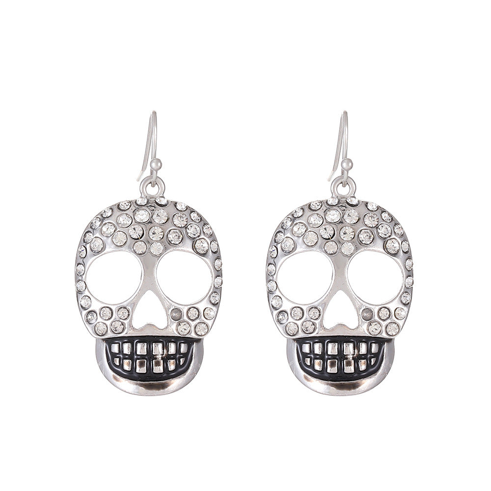 Pendientes de aleación con diseño de calabaza y calavera, estilo punk, chapados en oro, para mujer, temáticos de Halloween