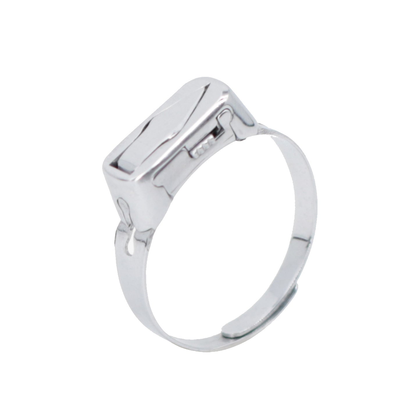 Anello Unisex Minimalista in Acciaio al Titanio Inossidabile Geometrico Regolabile Anello Aperto Colore Argento Gioielli di Design Originale