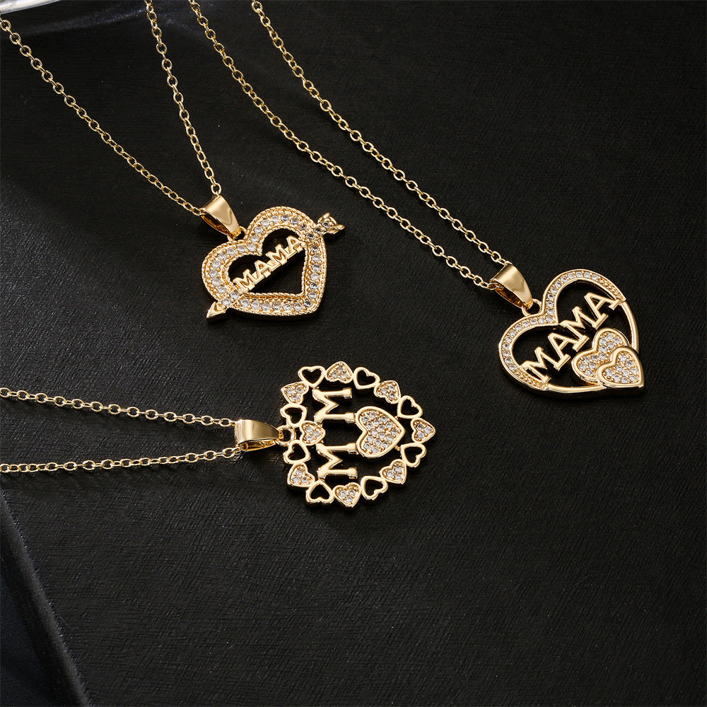 Minimalist Heart-Shaped Copper Pendant Necklace with 18K Gold Plating and Zircon Inlay for Women
