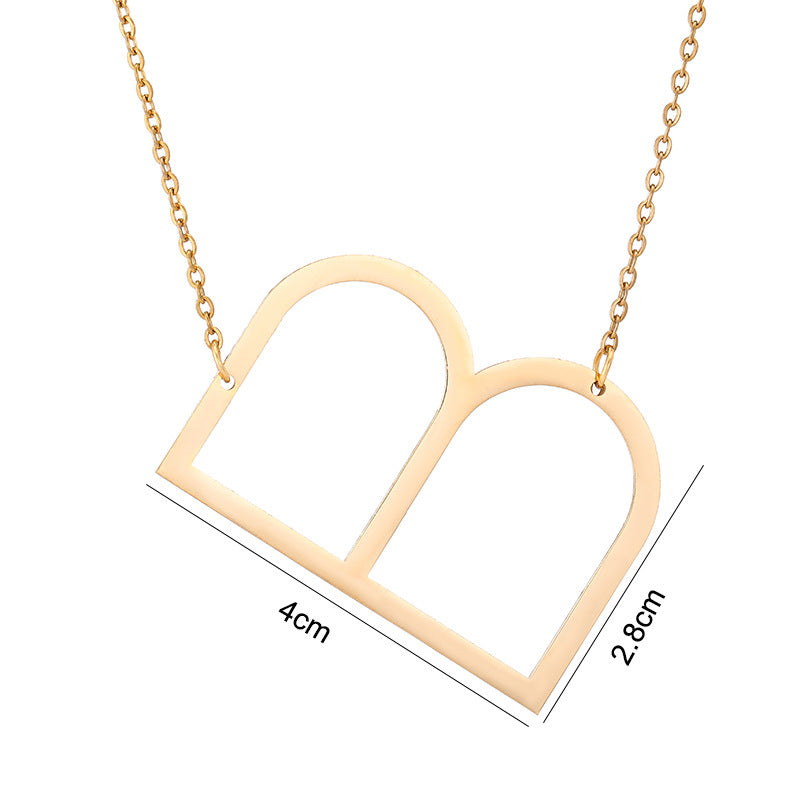 Collar Minimalista con Dije de Letra Chapado en Acero de Titanio para Mujer con Cadena de Eslabones Ajustable