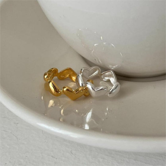 Anello Aperto a Cuore Minimalista in Argento Sterling 925 con Dettaglio Quadrato Smussato da Donna