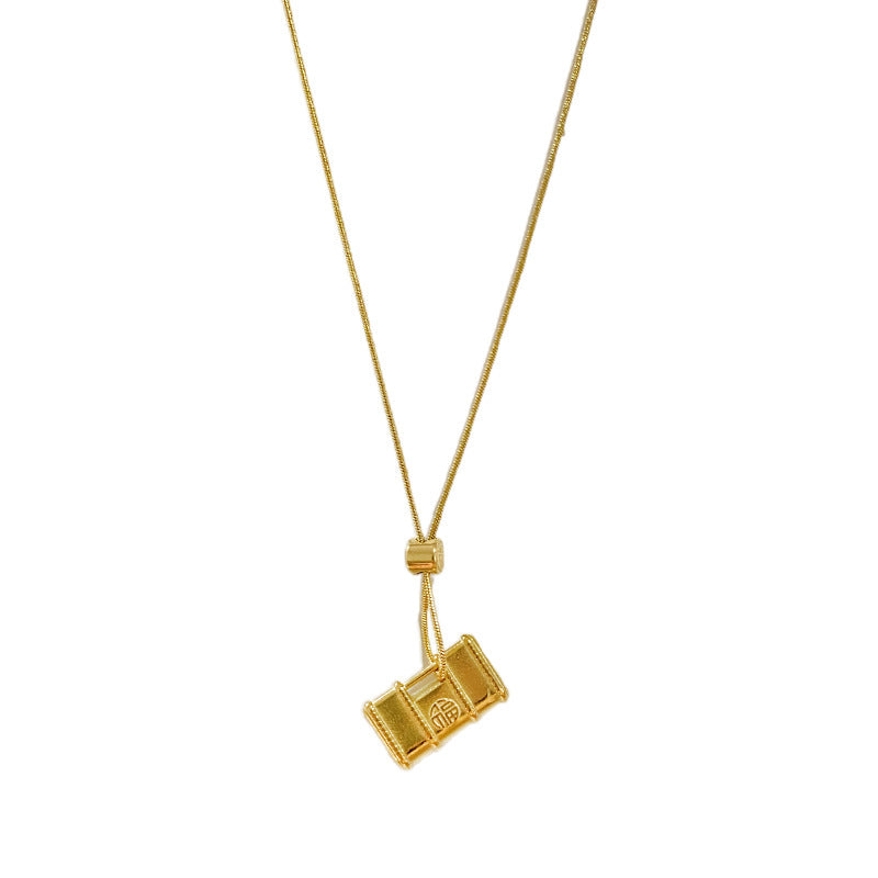 Vintage Sporty Geometric Titanium Steel Necklace with Stainless Steel Pendant for Women