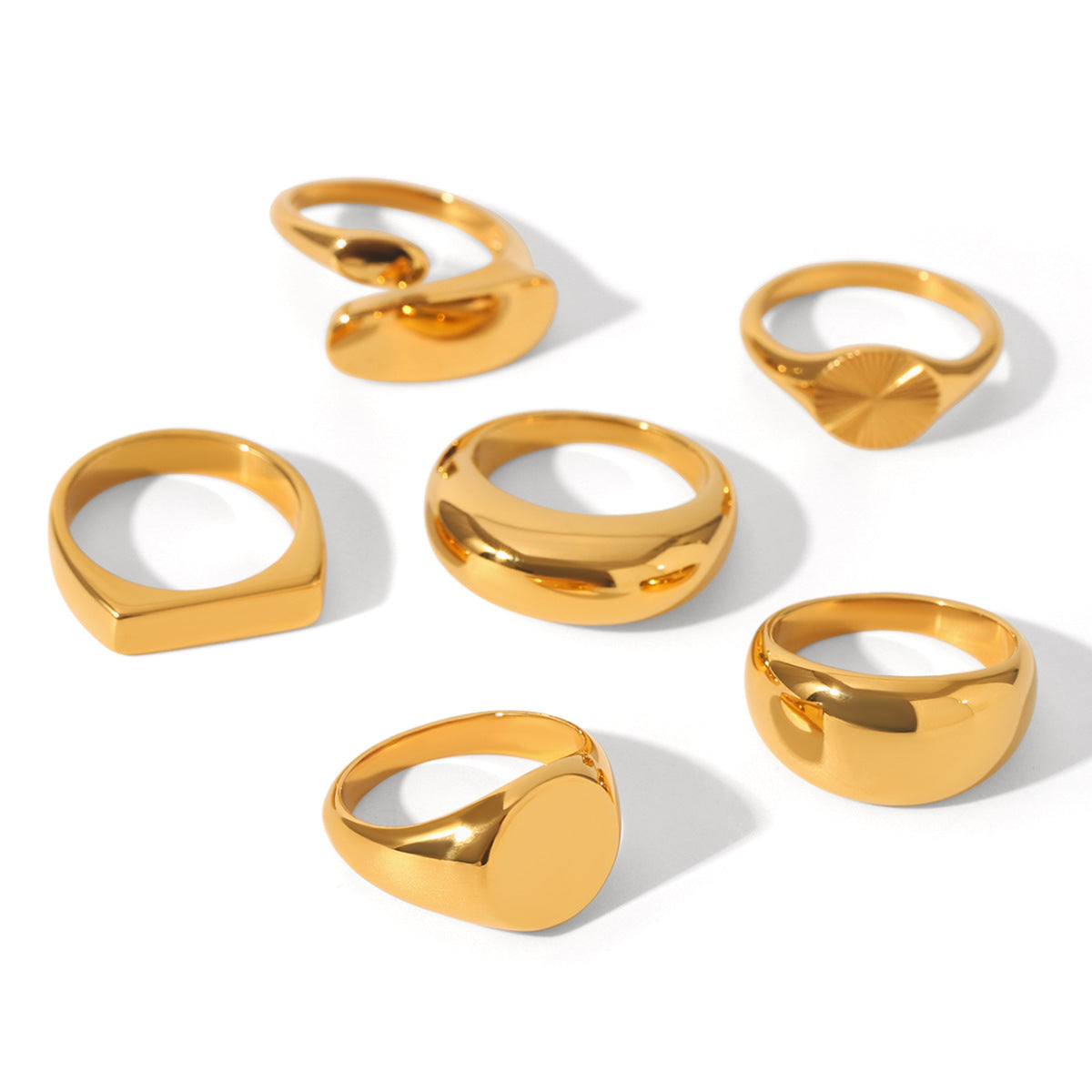 Minimalist Geometric Stainless Steel Ring for Women with 18K Gold Plating Titanium Steel Finish