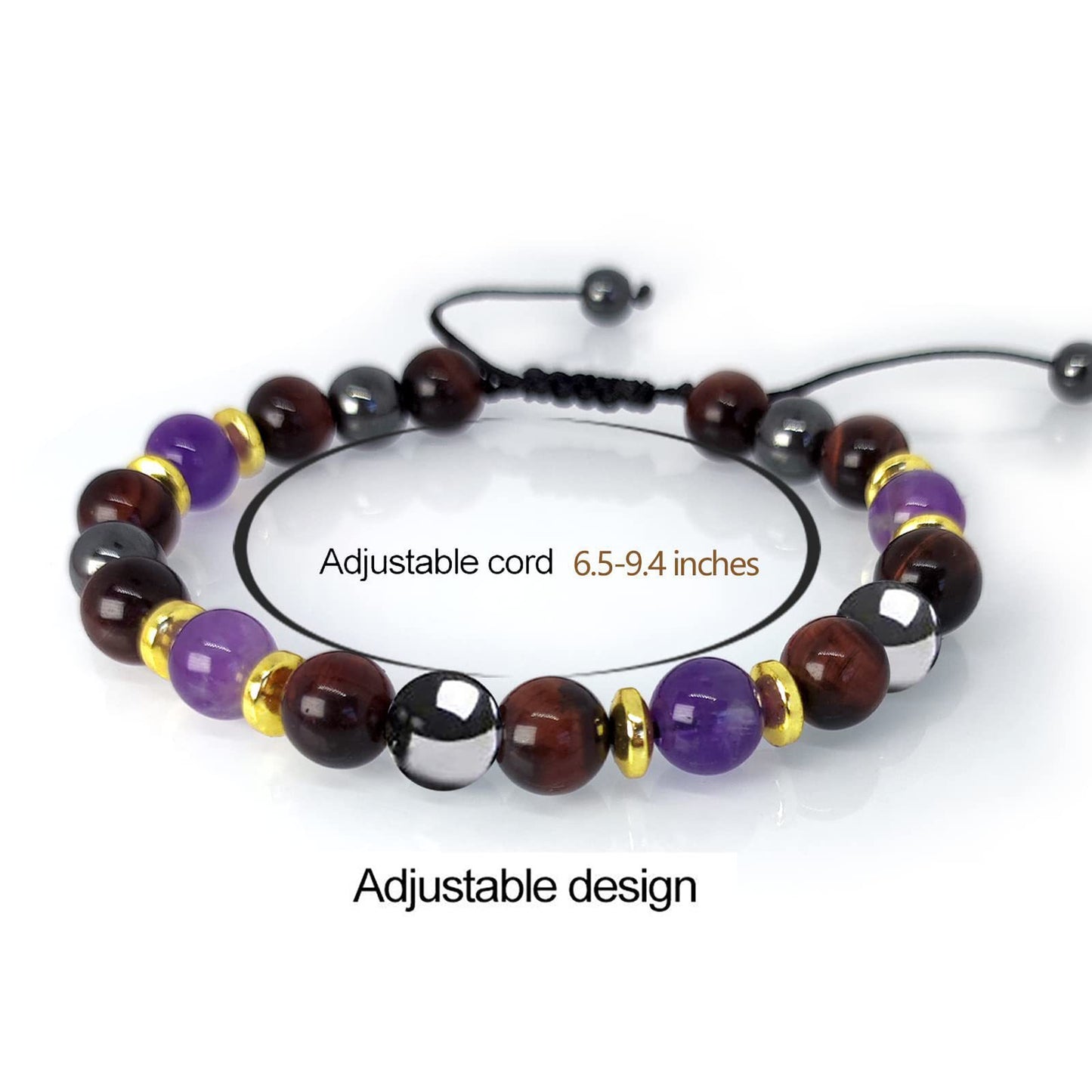 Geometric Round Agate Crystal Beaded Bracelet Unisex Handmade Jewelry