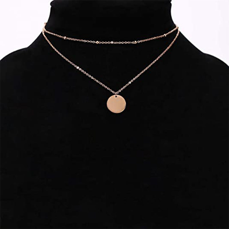 Minimalist Geometric Stainless Steel Pendant Necklace with Polished Finish for Layering