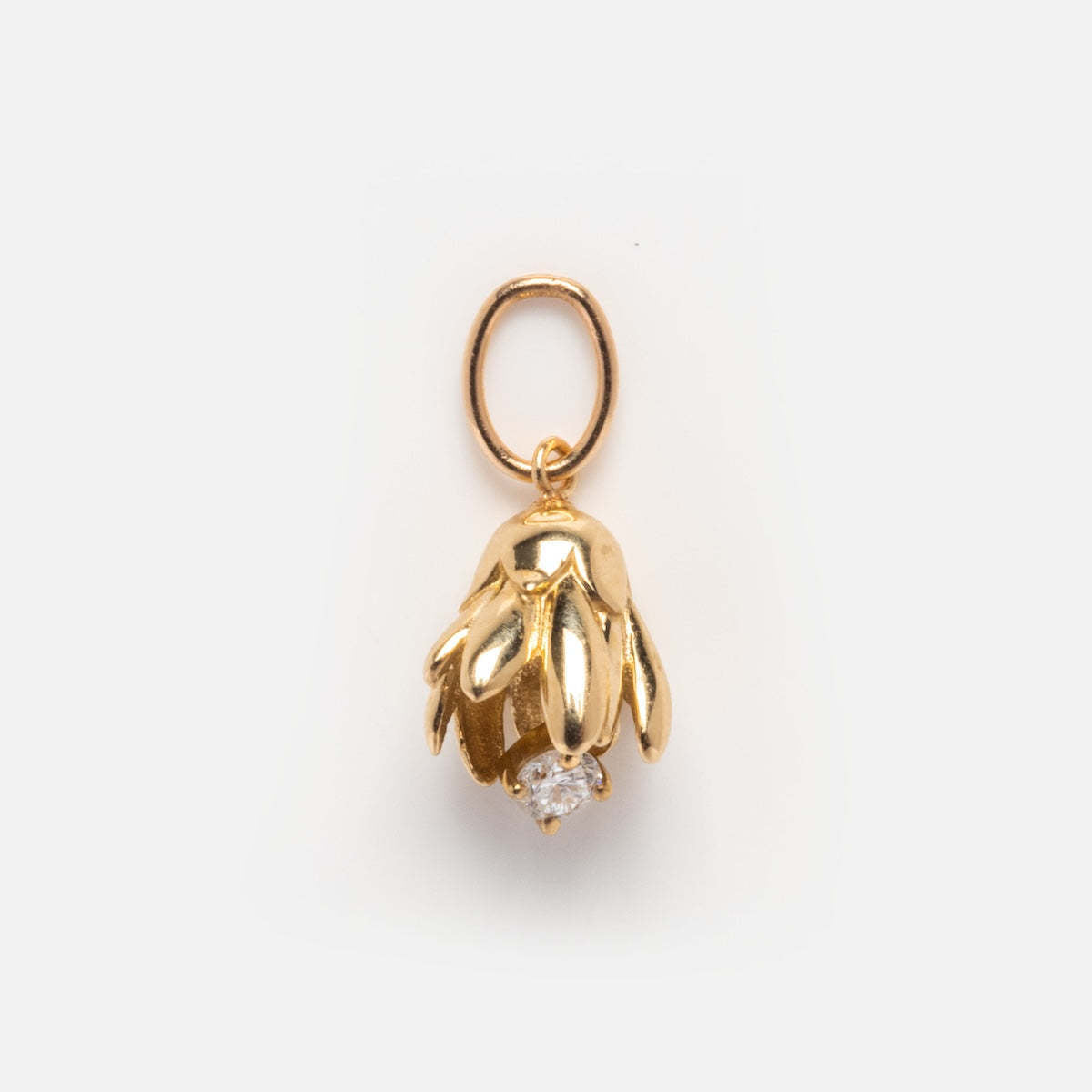 Casual Gold Plated Brass Floral Necklace with Rhinestone Inlay