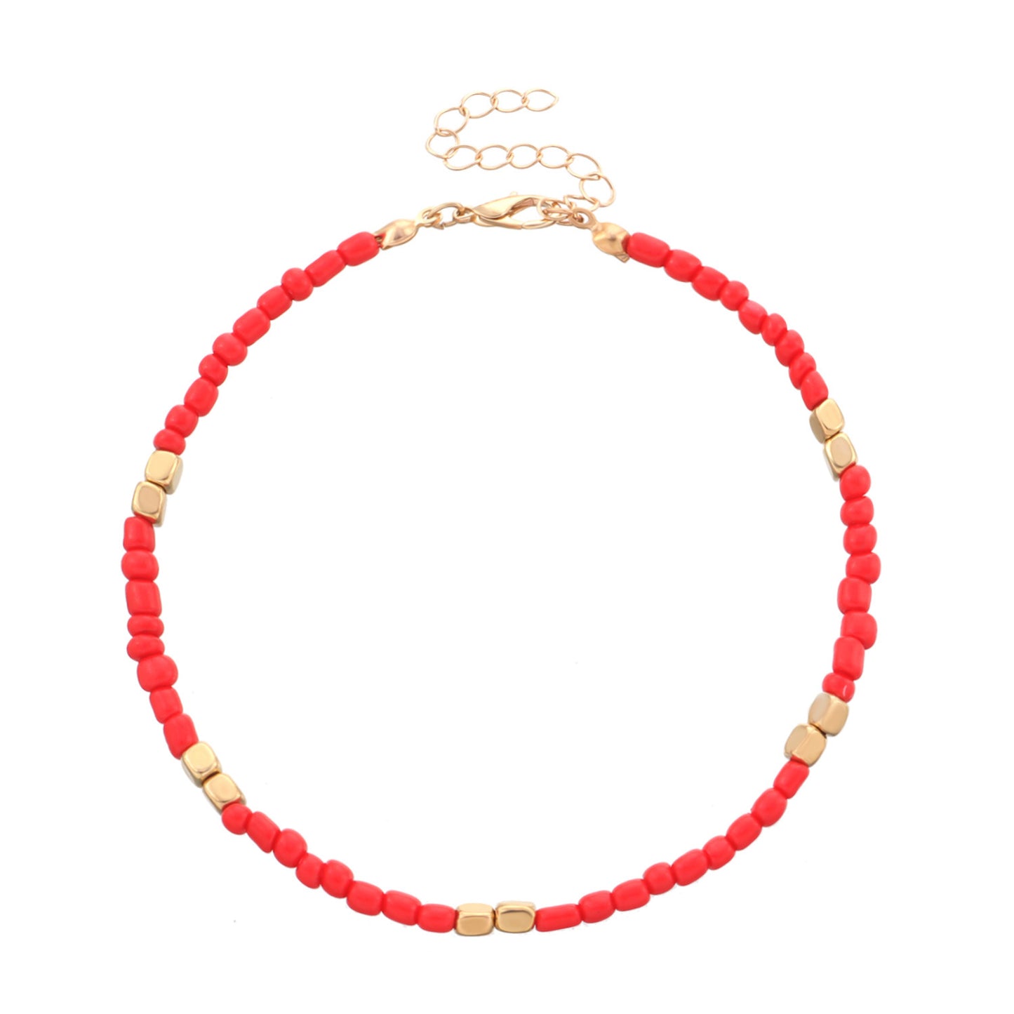 Geometric Gold Glass Beads Anklet for Women
