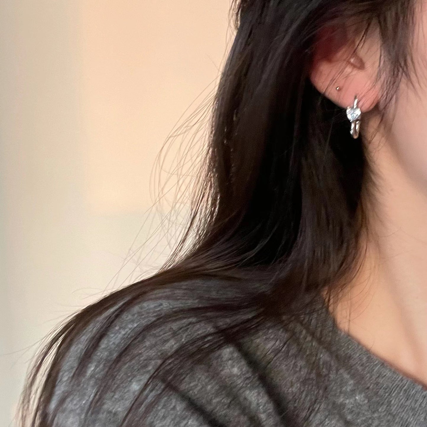 Orecchini a perno a forma di cuore, in argento sterling 925, minimalisti, vintage, con zirconi micro-pavé