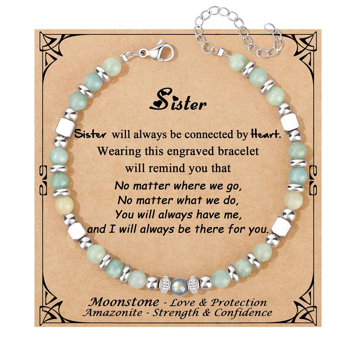 Fashion Stainless Steel Bracelet with 4mm Square Beads, Purple Imperial Stone and Lime Moonstone for Women