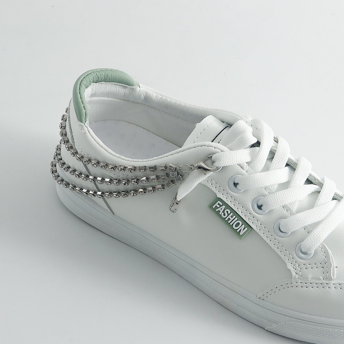 Geometric Alloy Anklet for Women with Claw-Set Rhinestone Accents Trendy Multi-Layer Foot Chain