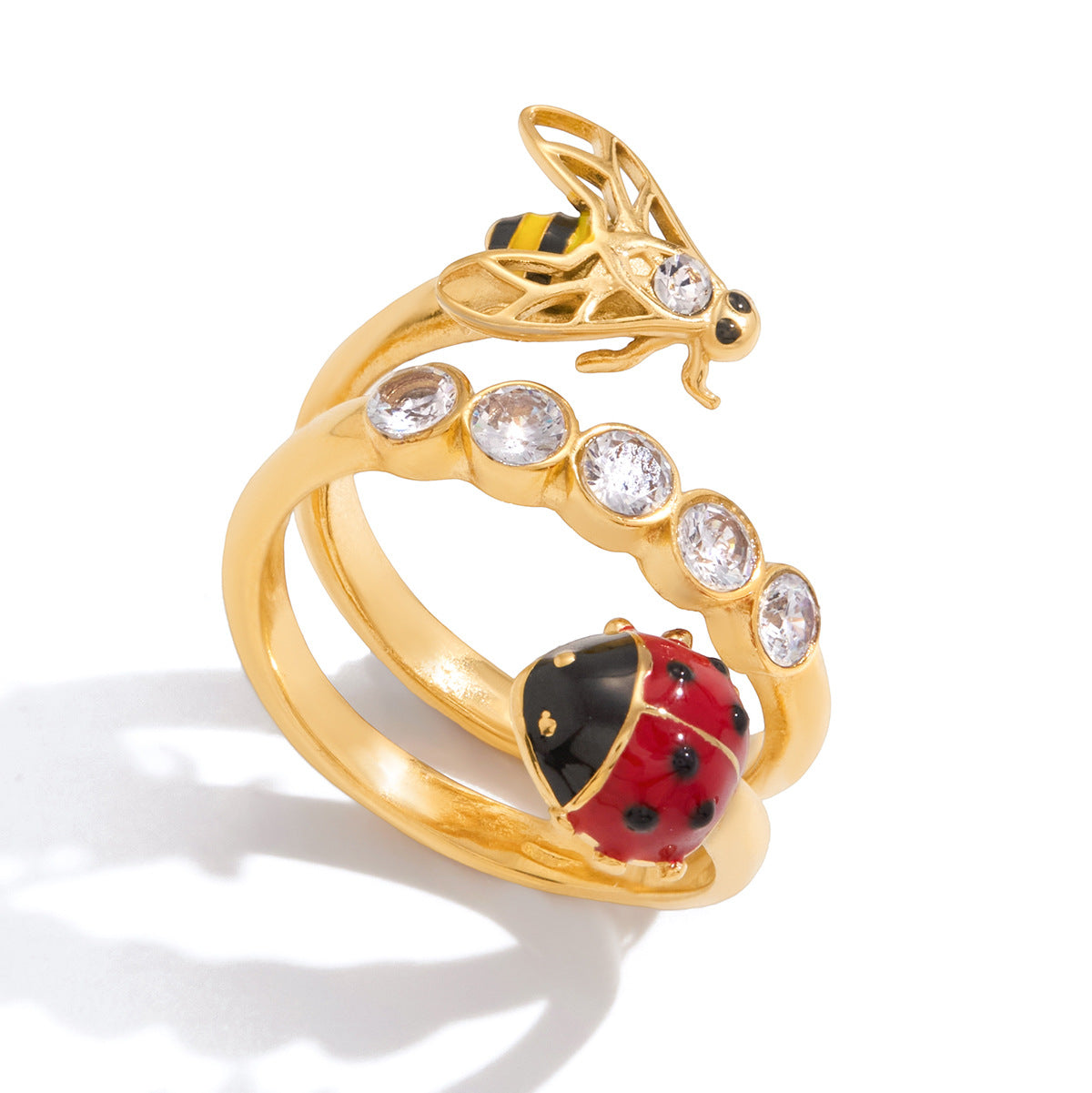 Anillo Geométrico de Acero Inoxidable con Incrustaciones de Zirconia, Chapado, para Mujer, Joyería Minimalista y Elegante