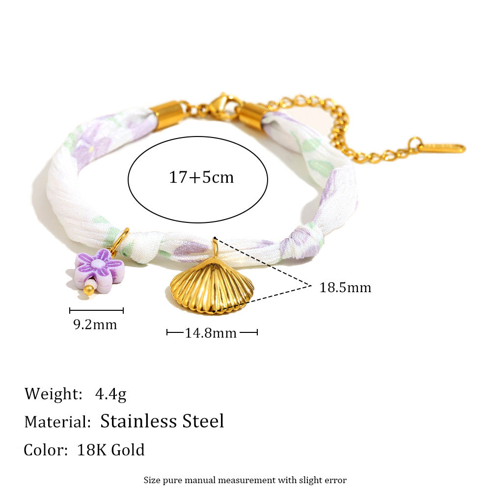 Bracciale alla moda conchiglia geometrica in acciaio inossidabile placcato oro 18 carati da donna