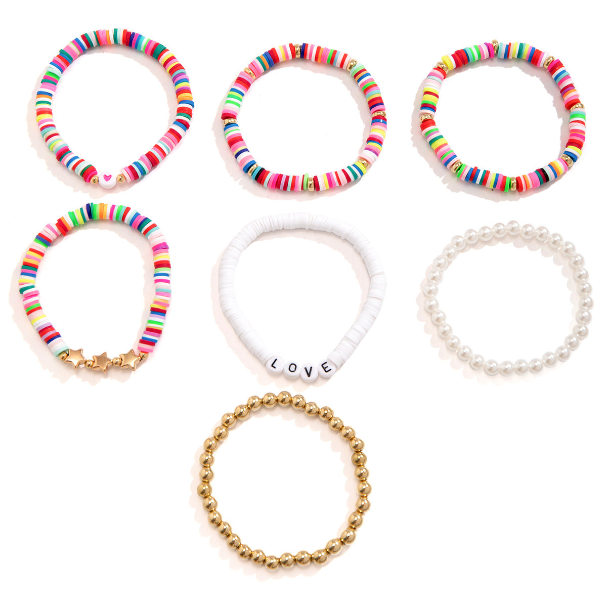 Set di braccialetti bohémien con alfabeto in resina a forma di stella, nappe e dettagli a catena, da donna
