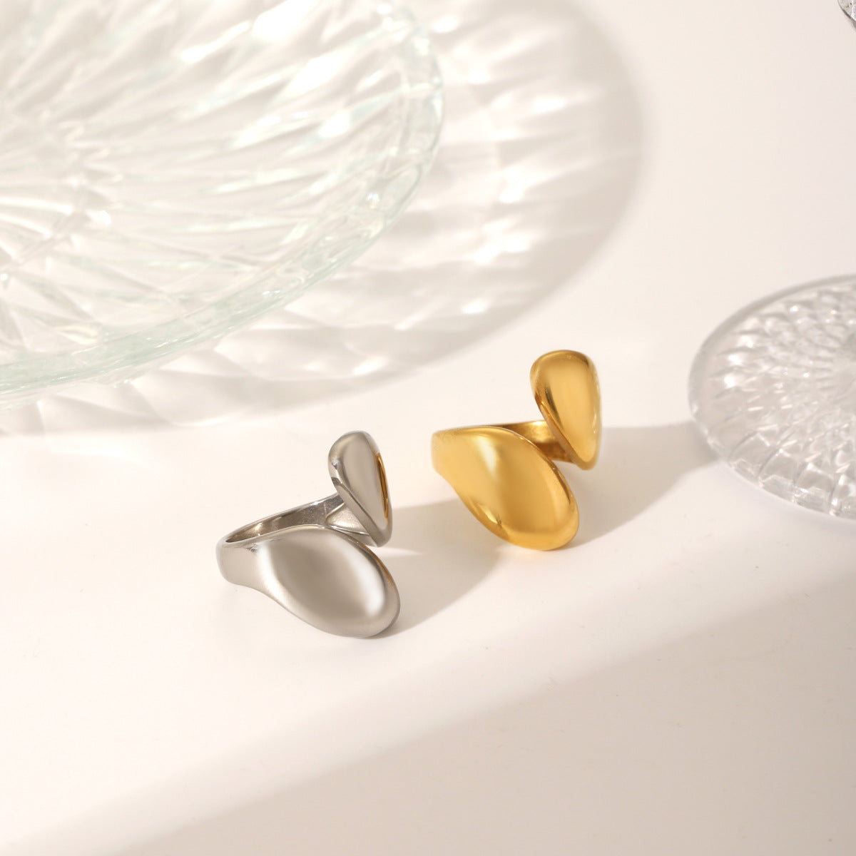 Anello Aperto Minimalista Asimmetrico Geometrico Gioielli da Donna in Acciaio Inossidabile Placcato Oro 18K