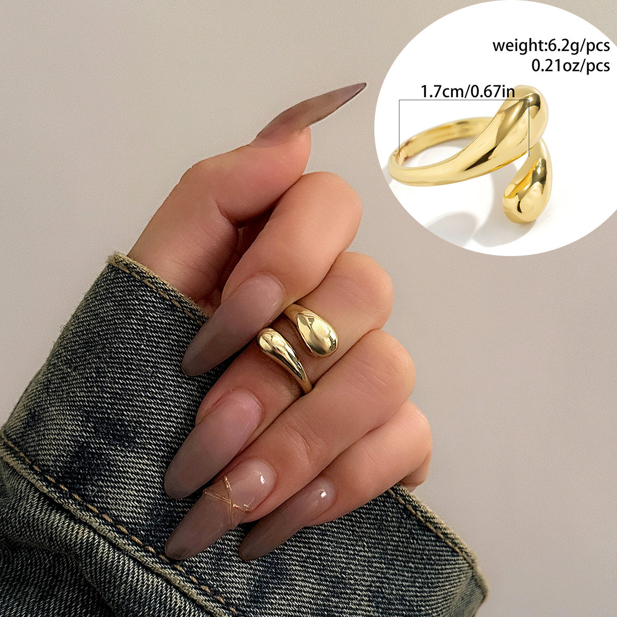 Minimalist Geometric Polished Alloy Ring Set for Women with Smooth Rounded Open Band Design