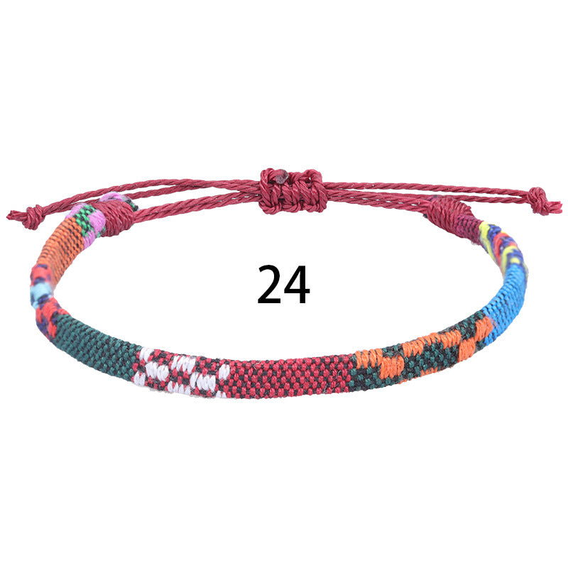 Bohemian Rainbow Braided Cotton Linen Anklet Unisex Adjustable Foot Jewelry