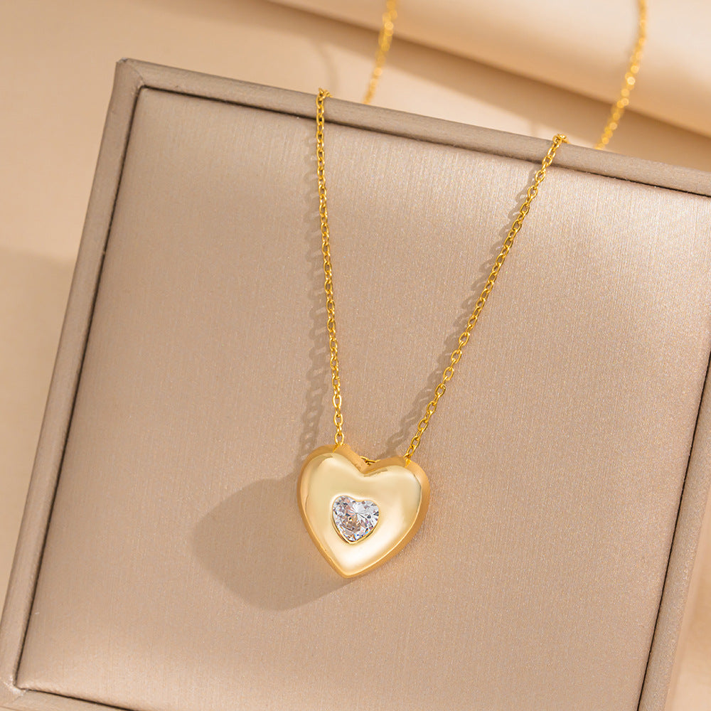 Minimalist Geometric Titanium Steel Necklace for Women with Gold Plating Locket Chain Fashion Accessory