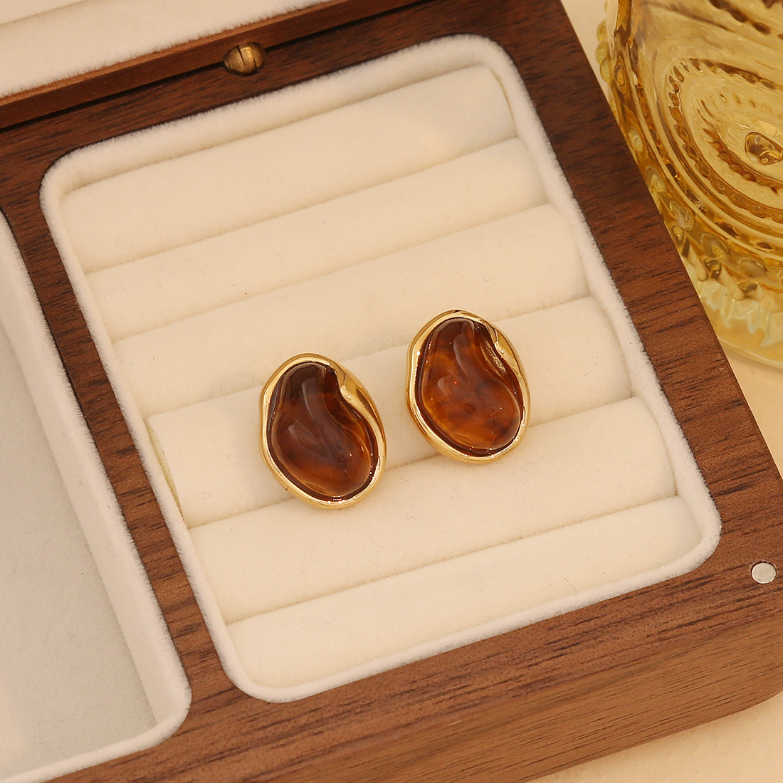 Vintage Geometric Stainless Steel Stud Earrings with Electroplating Finish for Women