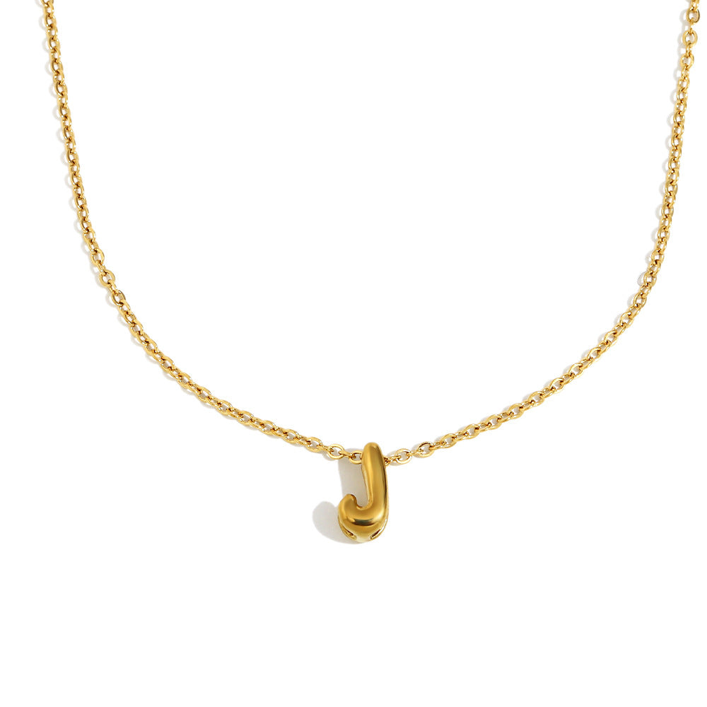 Fashionable Minimalist Letter Pendant Necklace in Stainless Steel with 18K Gold Plating for Women