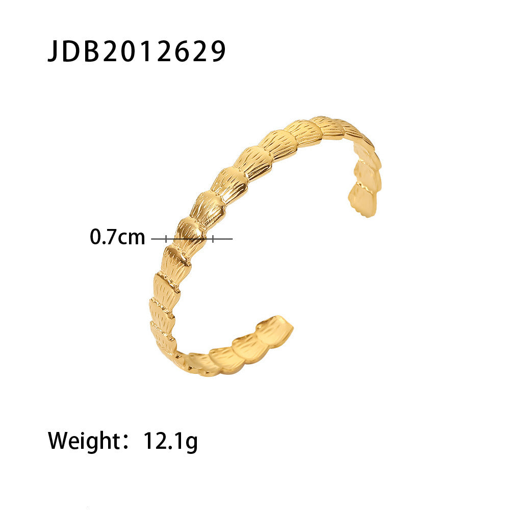 18K Gold Plated Stainless Steel Round Geometric Cubic Zirconia Bracelet