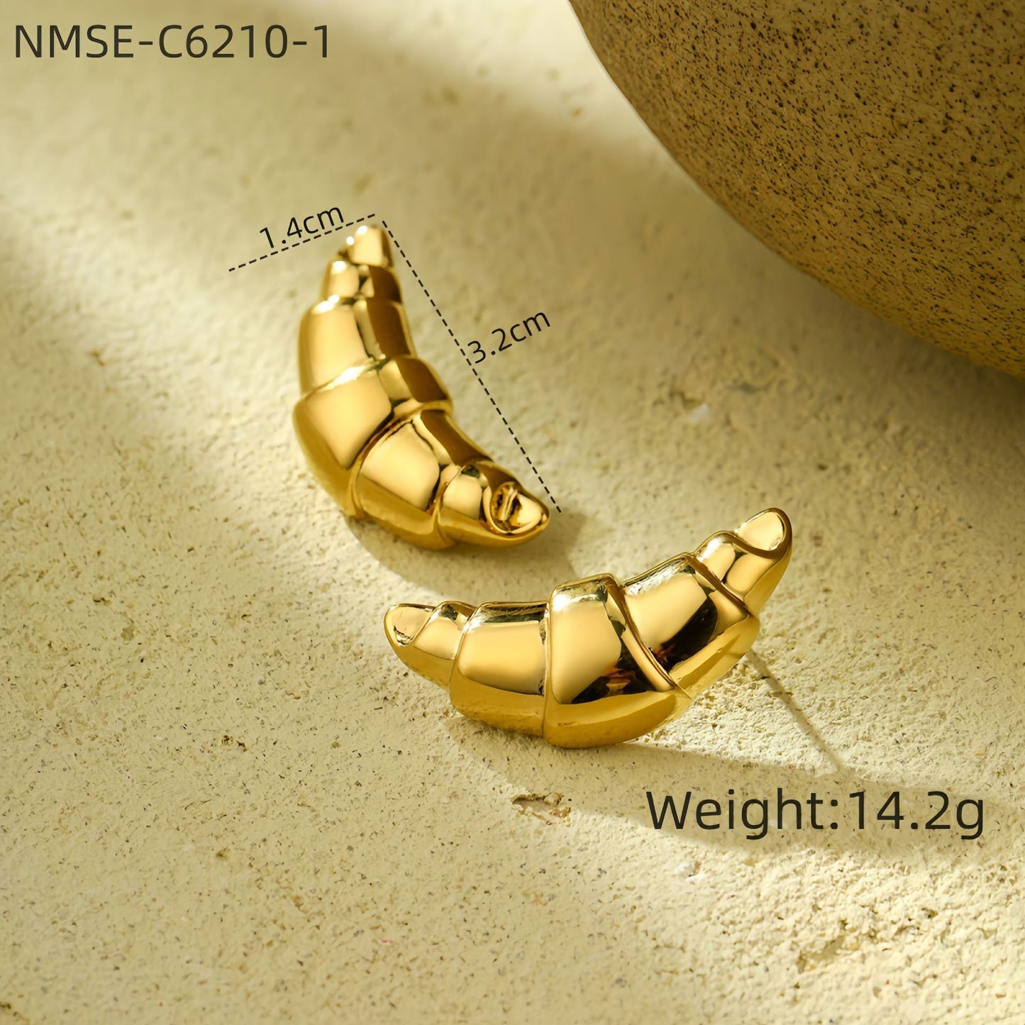 Fashionable Irregular Horn-Shaped Titanium Steel Earrings for Women with Plating Finish, Trendy and Hypoallergenic