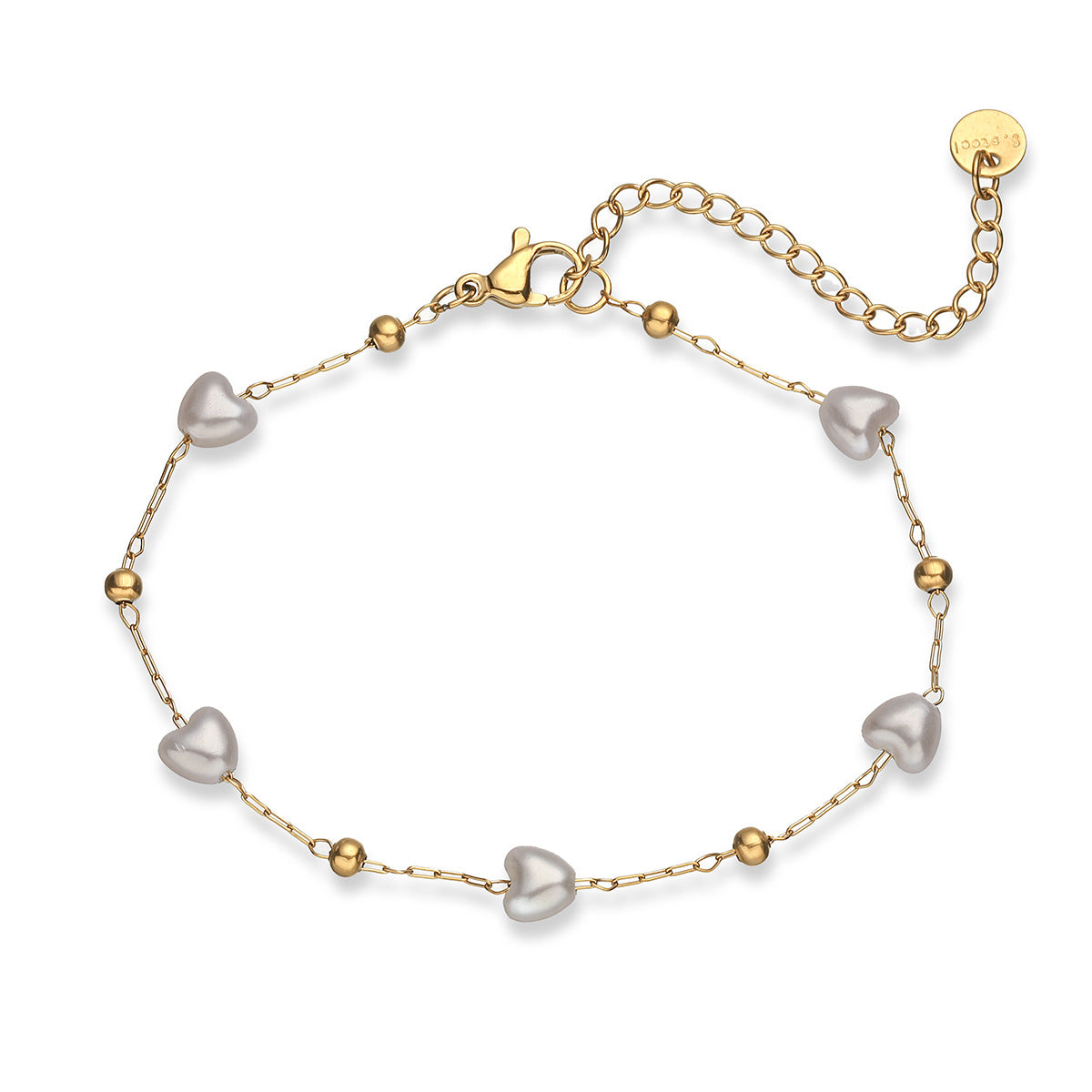 Minimalist Elegant Geometric Stainless Steel Plated Bracelet with Pearl for Women