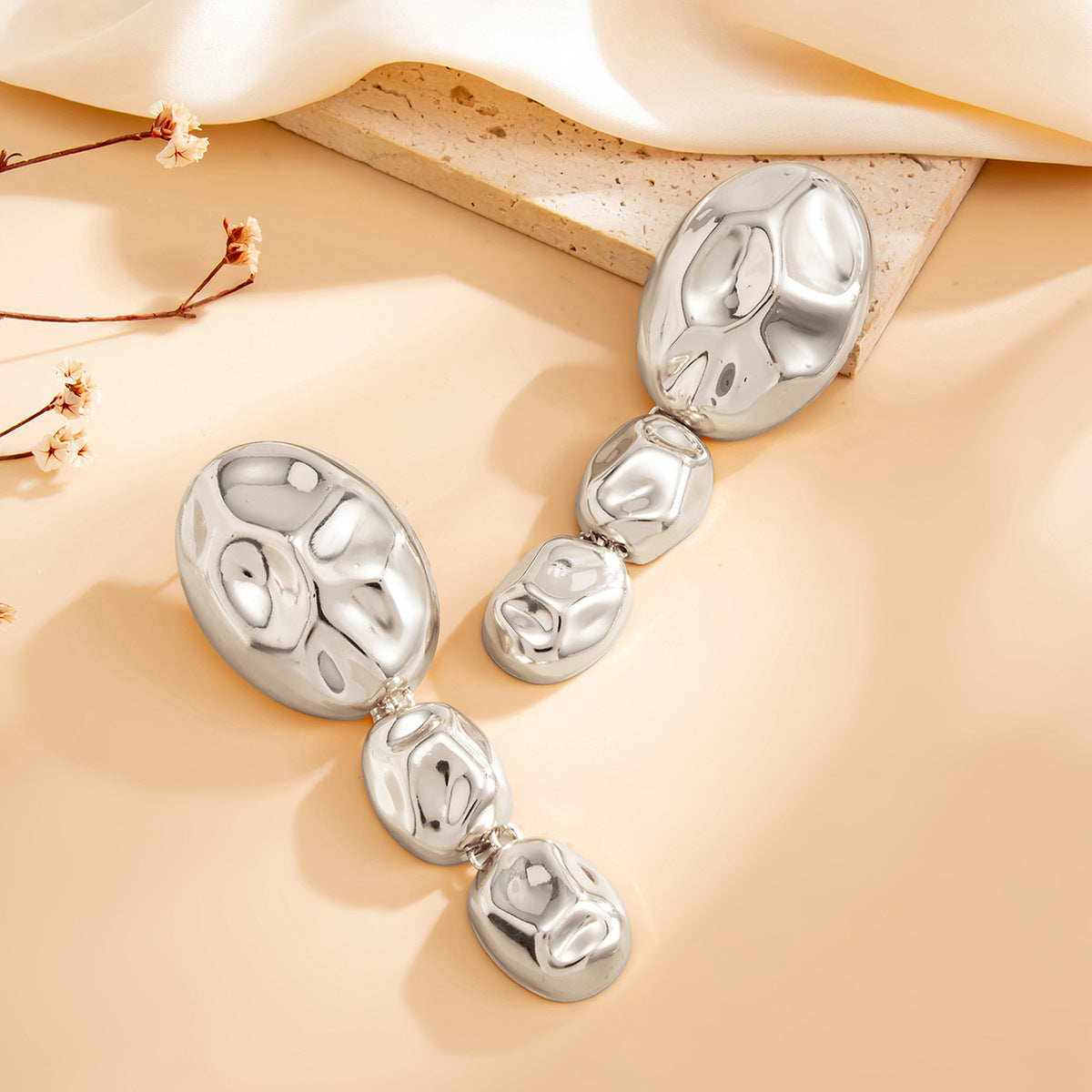 Geometric Irregular Oval Plated Iron Earrings for Women