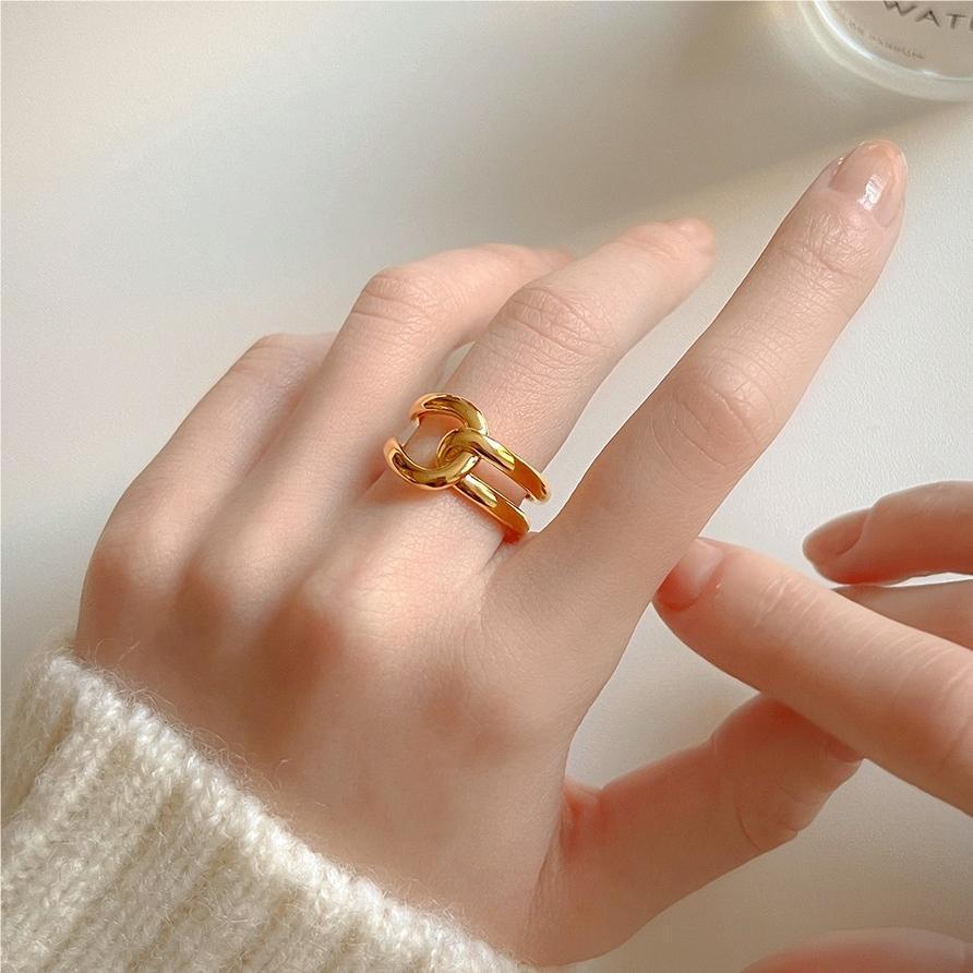 Anillo de plata de ley 925 con diseño minimalista de corazón cruzado geométrico para mujer
