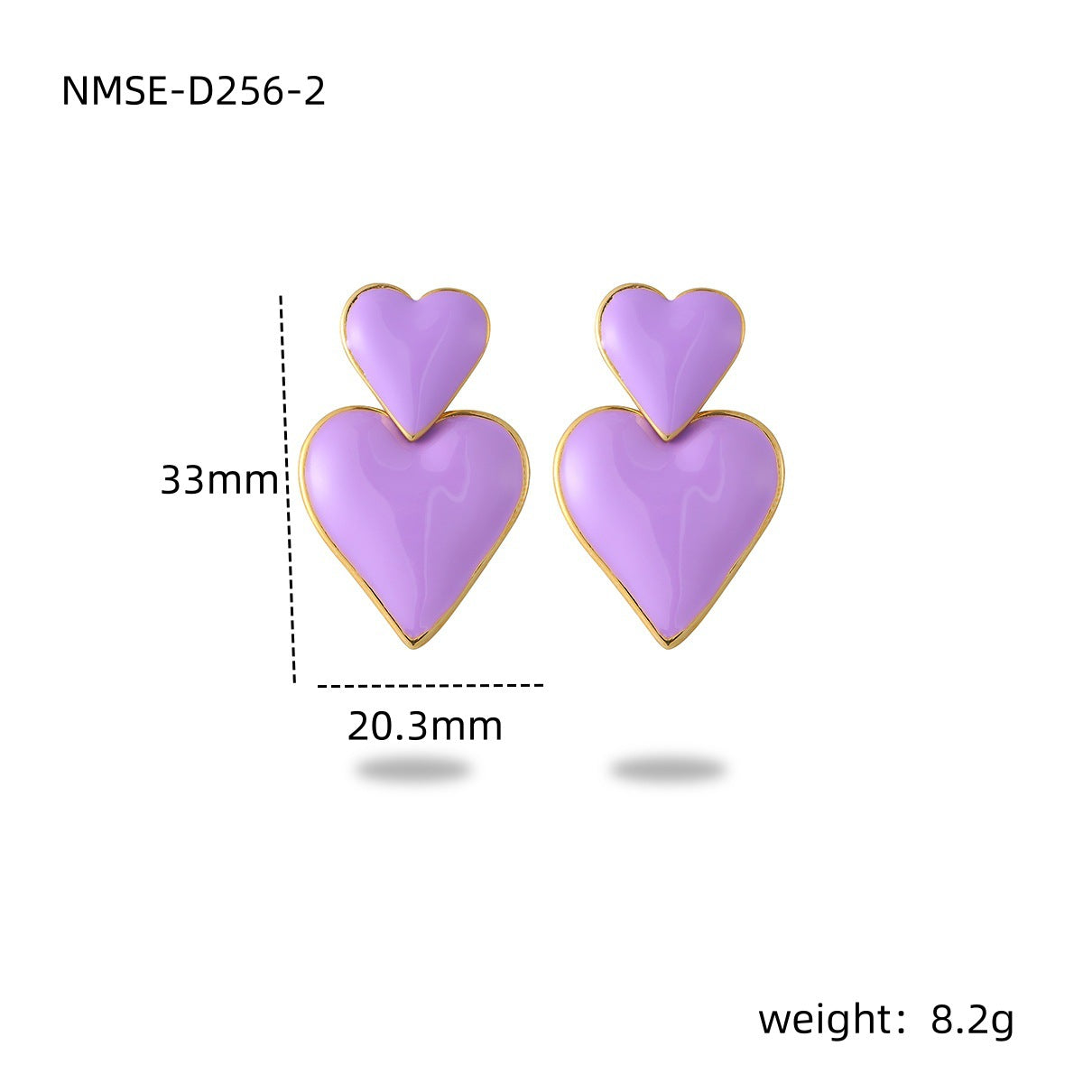 Orecchini da donna alla moda a forma di cuore, in acciaio inossidabile smaltato e placcatura sottovuoto in oro 18 carati