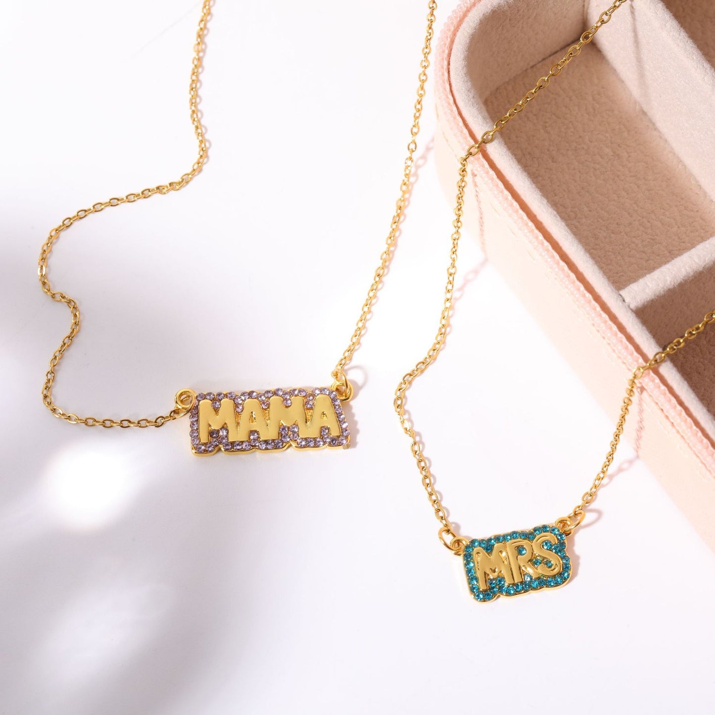 Fashionable Letter-Shaped Titanium Steel Necklace with Colorful Zircon Inlay for Women, Hypoallergenic and Tarnish-Resistant