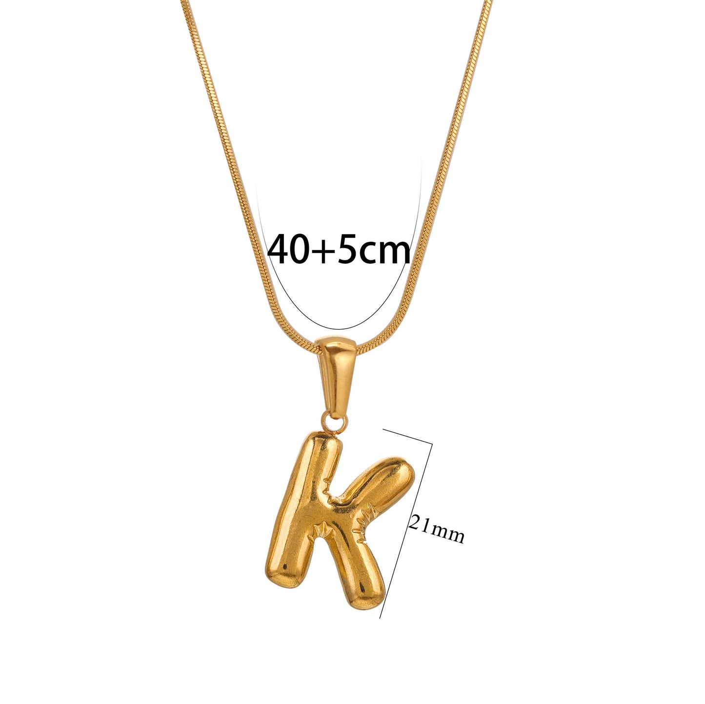 Collana con Pendente Rotondo Minimalista con Lettera per Donna e Uomo Acciaio Inossidabile con Placcatura in Oro 18K Design Geometrico Lucidato Ispirato ai Palloncini