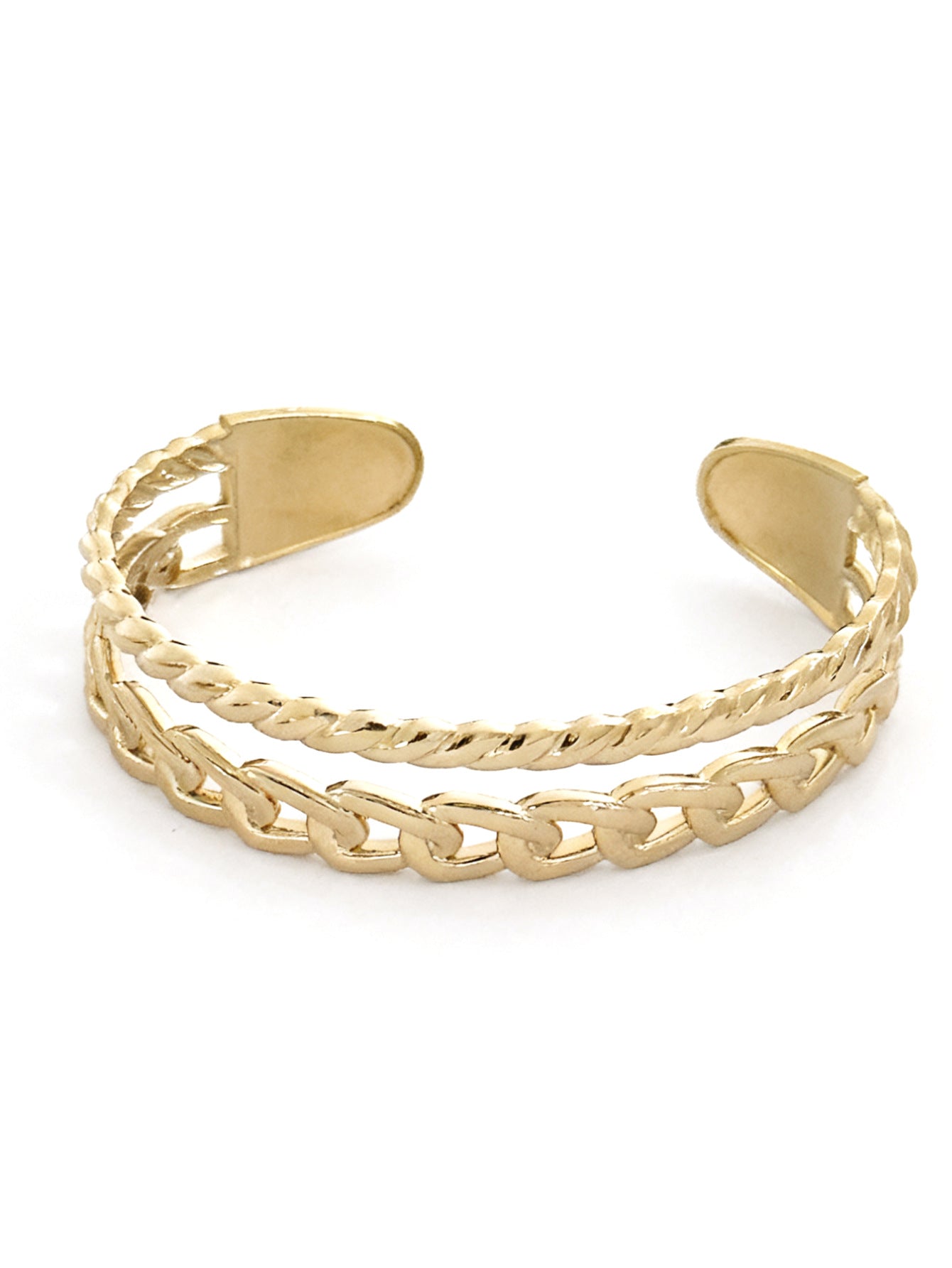 Vintage Luxury Double Layer Cable Chain C-Shape Open Stainless Steel Bracelet