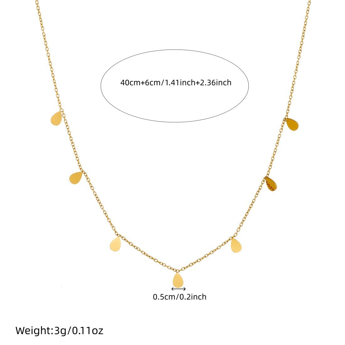 Minimalist Gold Plated Teardrop Stainless Steel Pendant Necklace for Women